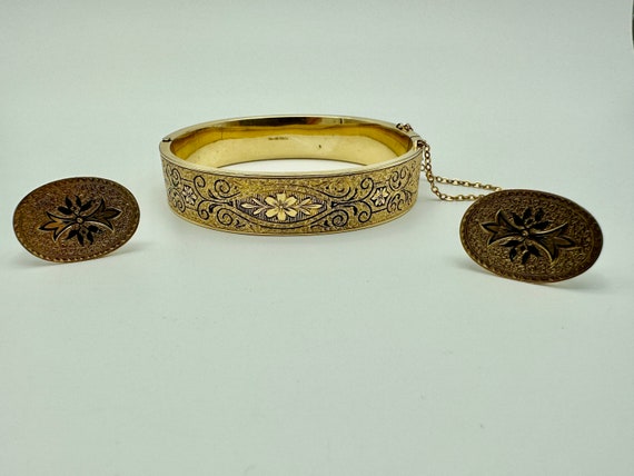 Vintage 12k Gold Bangle Bracelet with Matching Sc… - image 2