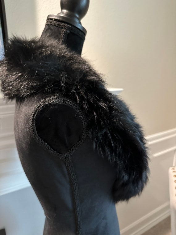 Black Fox Fur Collar With Hook & Eye Closure - image 4