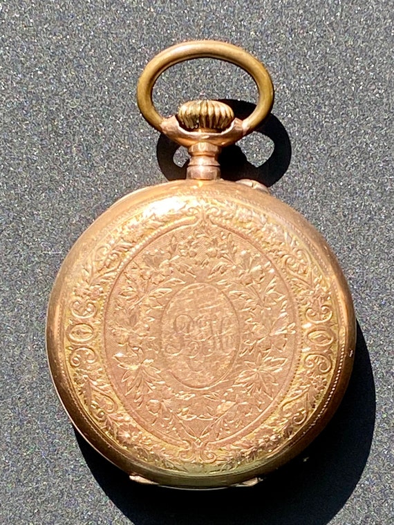 14k Gold Antique Chaton Pocket Watch - image 3