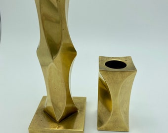 Rare Vintage Lars Akesson Vallonmassing Swedish Brass Candleholders!