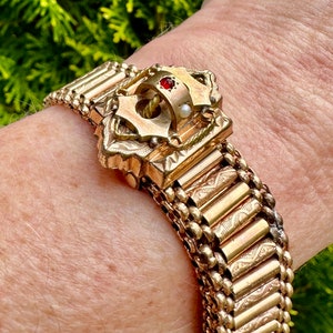 Antique Edwardian 14k Rose Gold Slide Bracelet with Tassels
