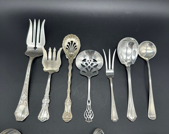 9 Antique Sterling Serving Pieces