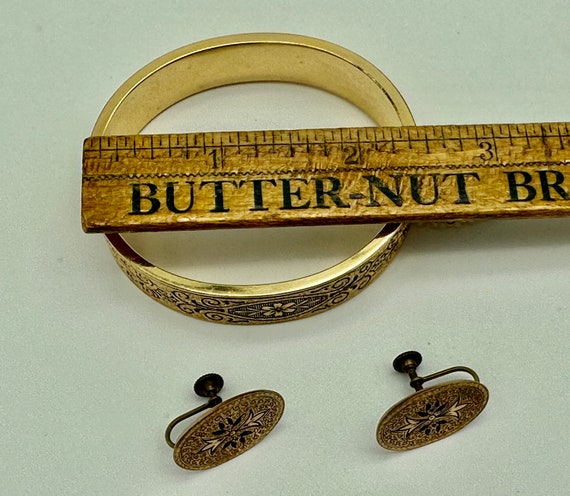 Vintage 12k Gold Bangle Bracelet with Matching Sc… - image 10
