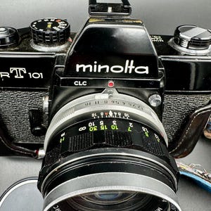 35mm Minolta SR-T 101 Camera With Original Leather Case and Strap