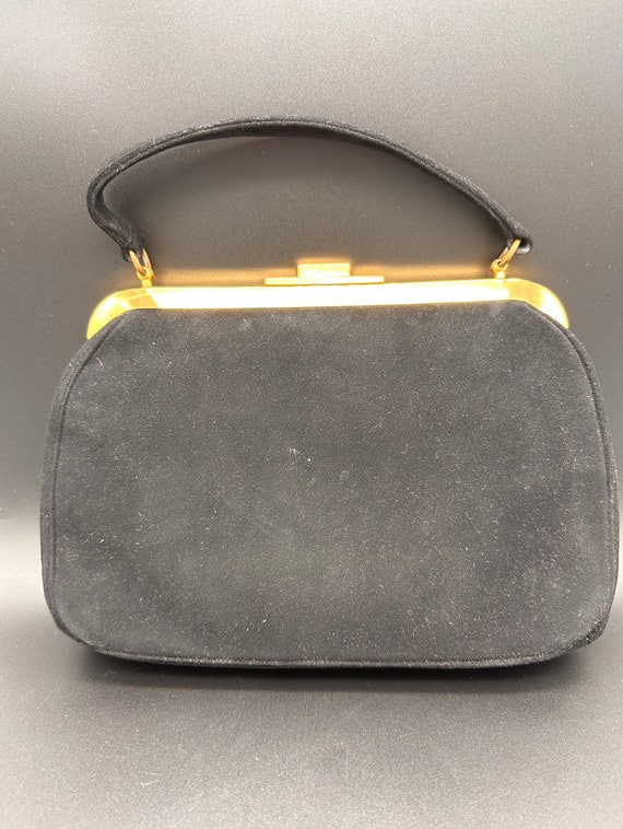 Vintage Bienen-Davis Black Suede Handbag Purse wi… - image 4