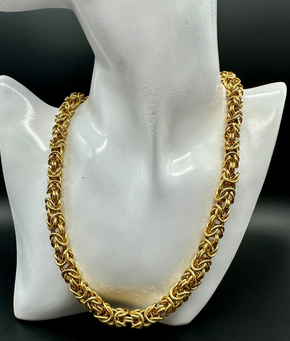 Retro 18k Gold Byzantine Necklace - Bold 19” Leng… - image 5