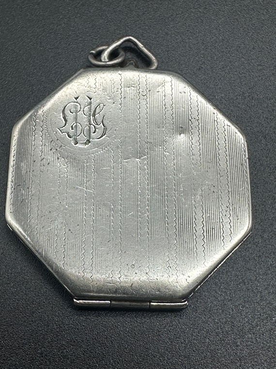 Sterling Art Deco Engraved Locket Pendant