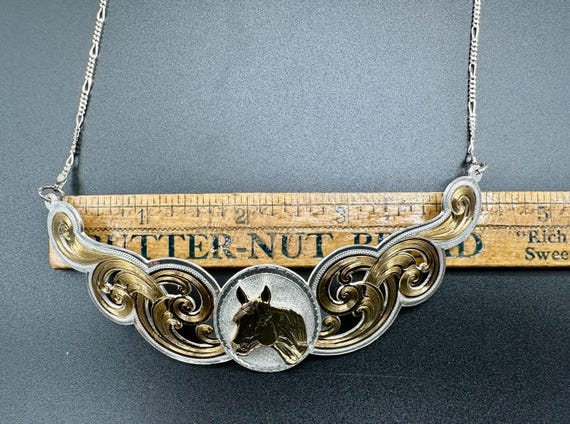  Collier De Poitrine Western Circle Y Montana Silver – Légèrement Utilisé, Belle Patine