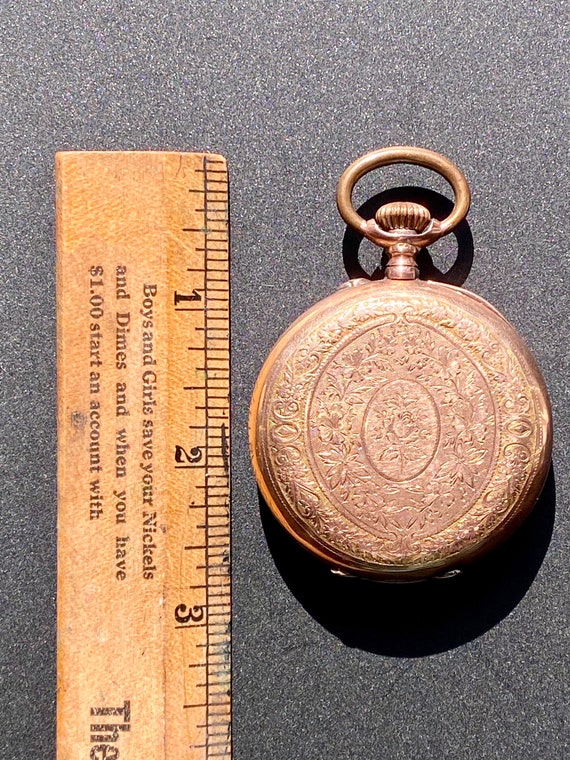 14k Gold Antique Chaton Pocket Watch - image 8