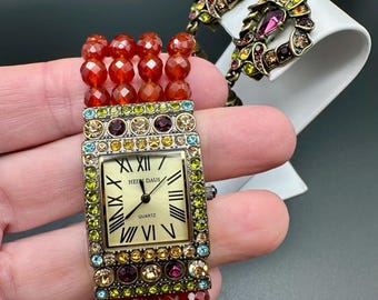HEIDI DAUS WATCH Bronze Tone Swarovski Crystal Ladies Quartz  display picture 2