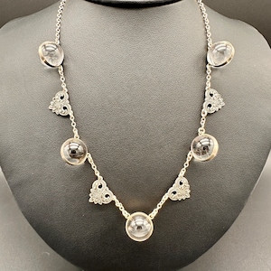 Sterling Art Deco Pools of Light Necklace with Marcasite Spacers