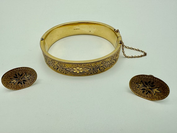 Vintage 12k Gold Bangle Bracelet with Matching Sc… - image 7