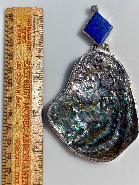 Abalone Shell Lapis Lazuli Sterling Silver Pendan… - image 9