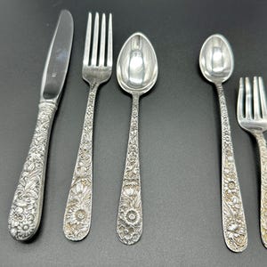 Antique Sterling Youth & Baby Flatware - S. Kirk and Son - Repousse Pattern
