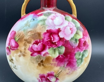 Rare Signed & Dated Antique Haviland Hand Painted Vase - 1906