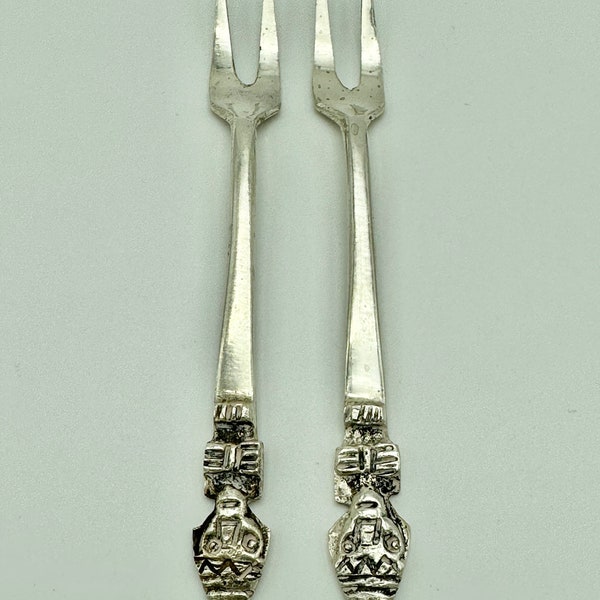 Vintage Peru Sterling Silver Olive Forks - set of 2