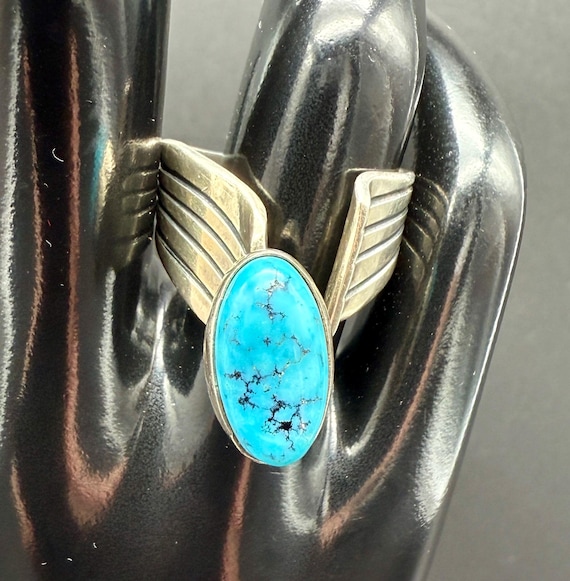 Vintage Navajo Sterling Alice E Platero Turquoise Ring