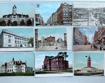 12 Antique Postcards - Seattle, Spokane and UW. c1910