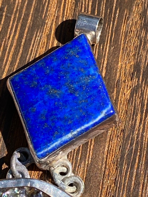 Abalone Shell Lapis Lazuli Sterling Silver Pendan… - image 5
