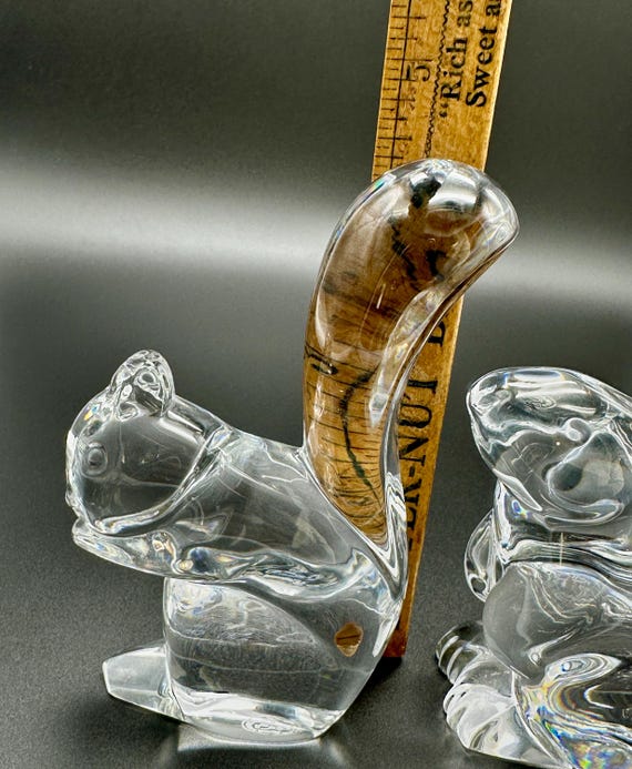 Pair of French Baccarat Crystal Animals - Squirrel and Rabbit - Etsy