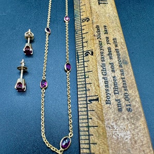 18k Gold Ruby Necklace & 14k Ruby Stud Earrings Set - Etsy