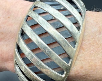 Heavy Taxco Weave Bracelet Cuff - Bold Quality