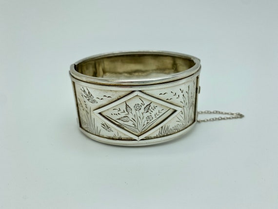 Vintage Silver Bangle - Victorian Style - image 2