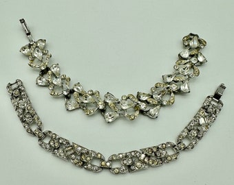 2 Vintage Rhinestone Bracelets! Claudette Maker Mark