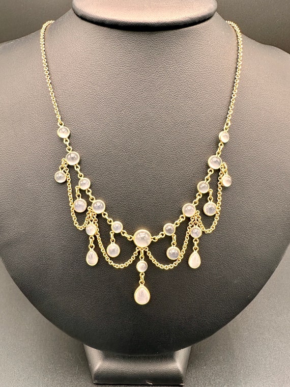 Elegant 14k Gold & Moonstone Necklace - Art Nouvea