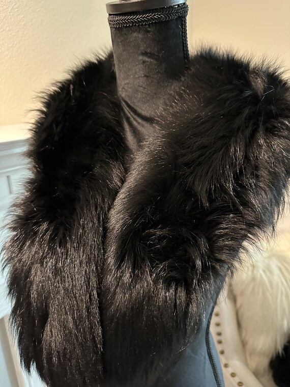 Black Fox Fur Collar With Hook & Eye Closure - image 2