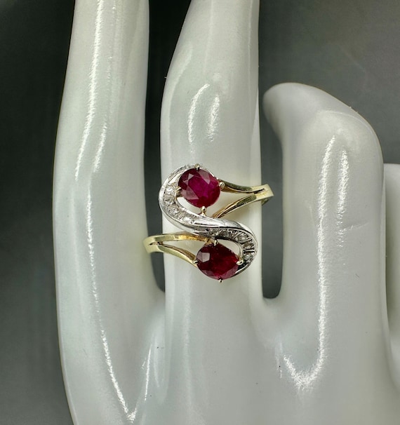 Vintage Ruby & Diamond Ring in 14k Gold - image 1