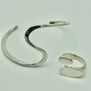 Modernist Mexico Sterling Escorica Ring Plus Cuff Bracelet!