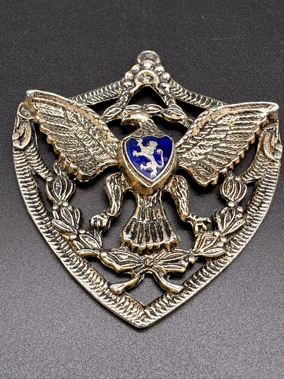 Vintage Heraldic Lion in Blue Enamel Shield Medal… - image 6