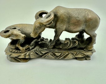 Vintage Chinese Bronze Water Buffalo Sculpture - Over 3 lbs!