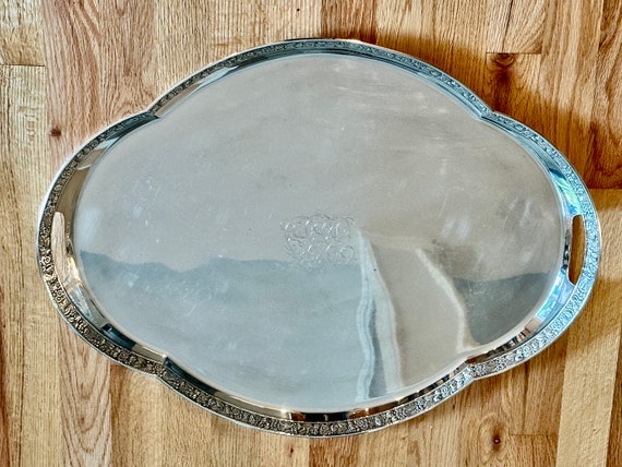 【Gorham】 ギャラリートレー【シルバープレート】63cm ハンドル付 Large Gorham Co Silver Soldered Serving Tray C1900 - Etsy