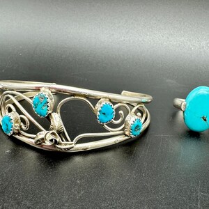 Vintage Navajo Turquoise & Sterling Cuff with Ring