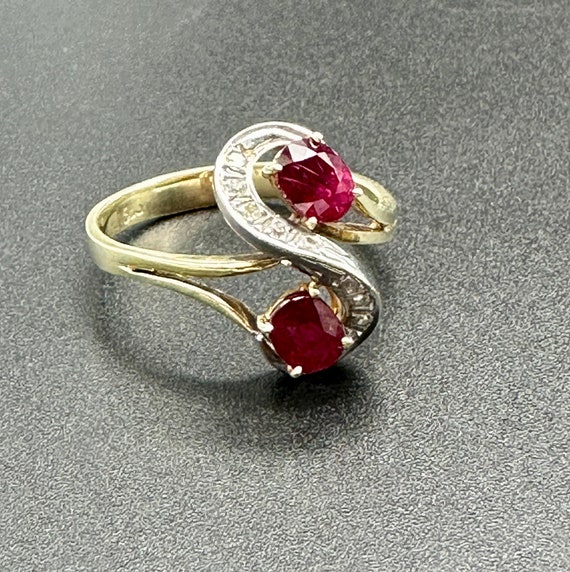 Vintage Ruby & Diamond Ring in 14k Gold - image 2