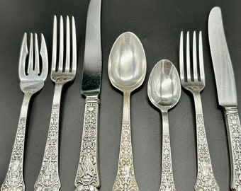 86 Pieces - Old Medici Sterling Silver Flatware Set by JE Caldwell & Co c1900