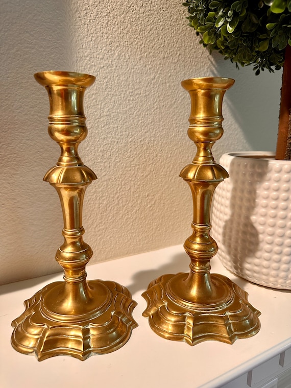 Vintage Brass Mottahedeh India Made Candlestick Holders 9 Tall 