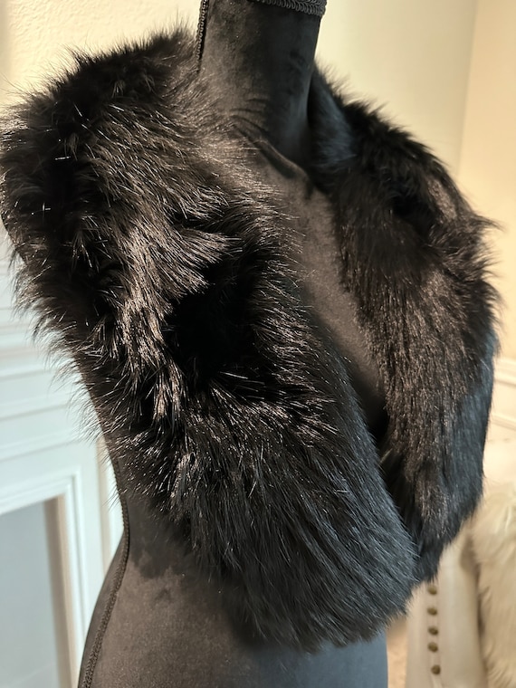 Black Fox Fur Collar With Hook & Eye Closure - image 1