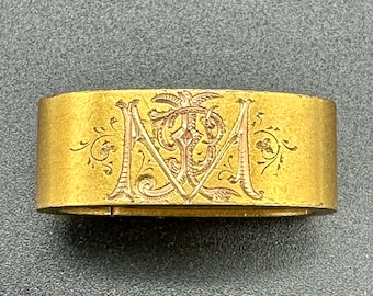 18k Antique Victorian Scarf Pin/Clasp Engraved with M
