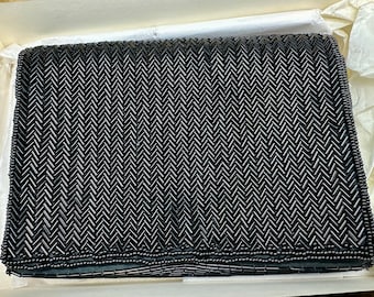 Vintage I Magnin & Co Hand Beaded Clutch: Chevron Design