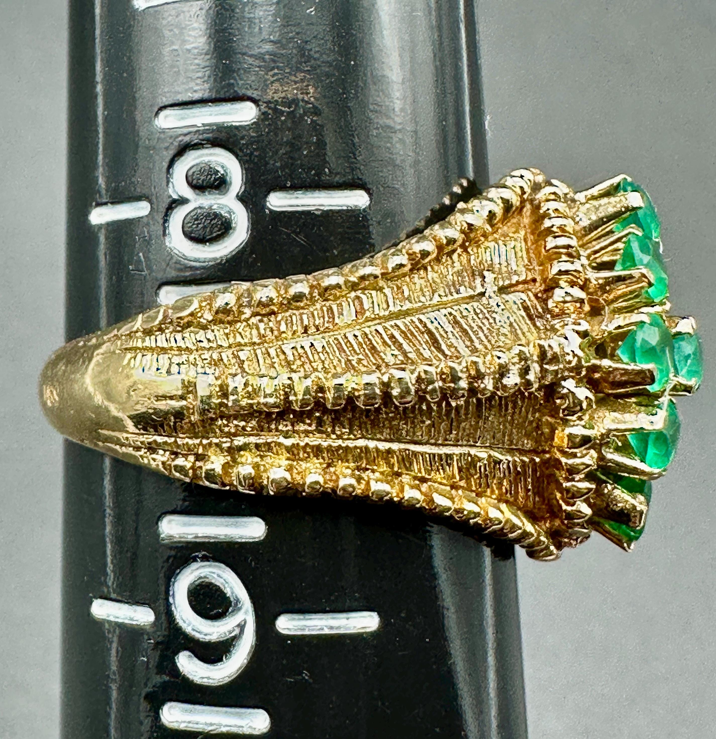 Great Mid Century 14k Gold Green Stone Ring - Size 8 1/2 - Etsy