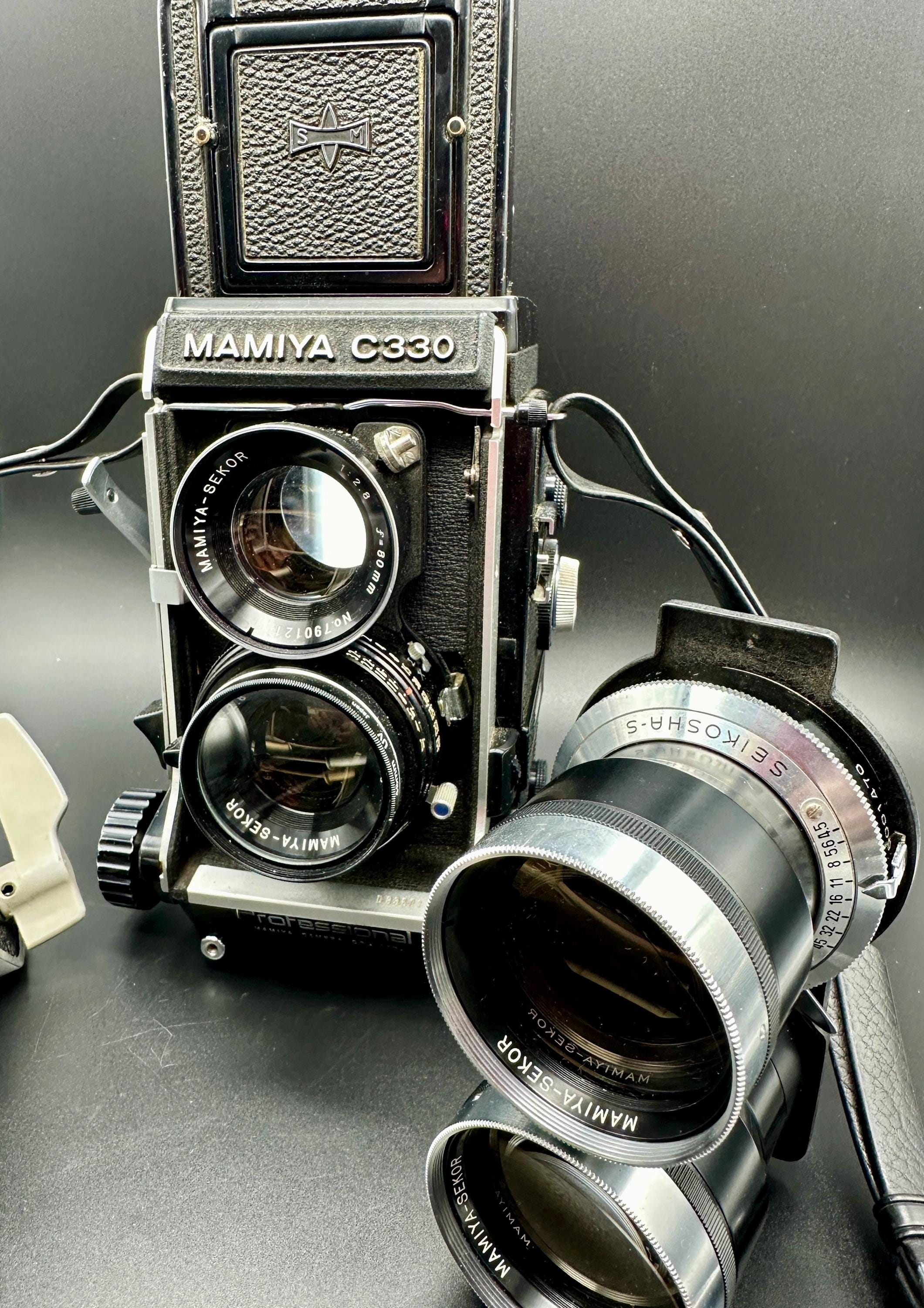 Vintage Mamiya C330 Camera, Extra Lenses, Tripod Adapter & 2 Rolls