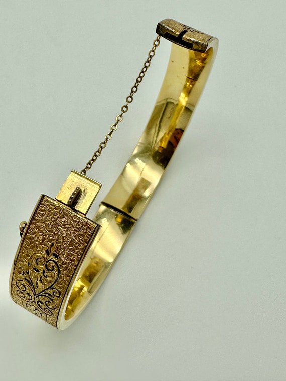 Vintage 12k Gold Bangle Bracelet with Matching Sc… - image 8