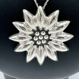 Vintage MWS Mexico Sterling Silver Sunflower Pendant/Brooch