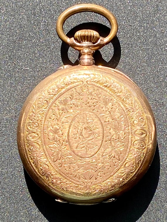 14k Gold Antique Chaton Pocket Watch - image 1