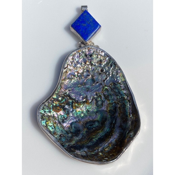 Abalone Shell Lapis Lazuli Sterling Silver Pendan… - image 1