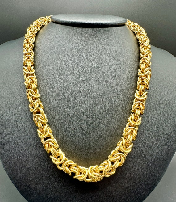 Retro 18k Gold Byzantine Necklace - Bold 19” Leng… - image 1