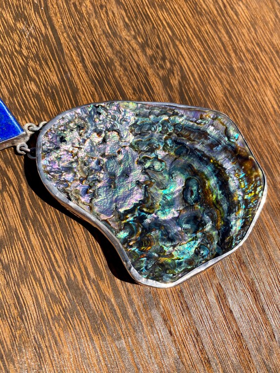 Abalone Shell Lapis Lazuli Sterling Silver Pendan… - image 4